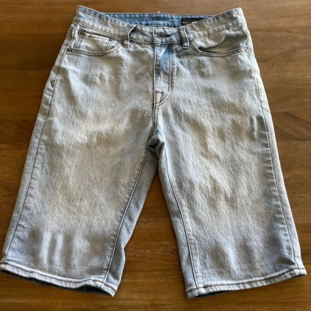 WXYZ Denim Shorts Men's‎ 29 Blue Nomad Cut-Off Slim Fit Light Wash Stretch 29x09